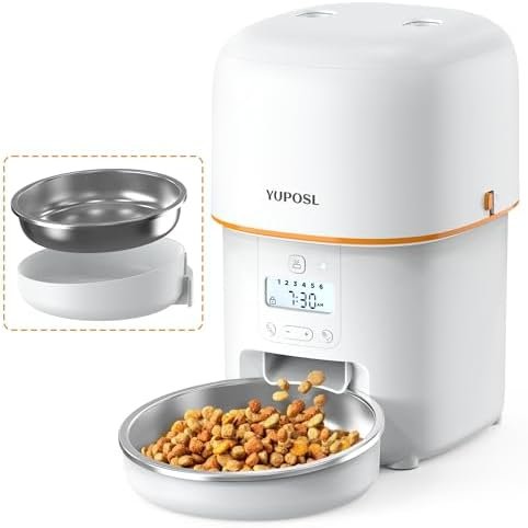 Yuposl Automatic Cat Feeder - 6-Meal Timer, 180-Day Battery, Pet Food Dispenser