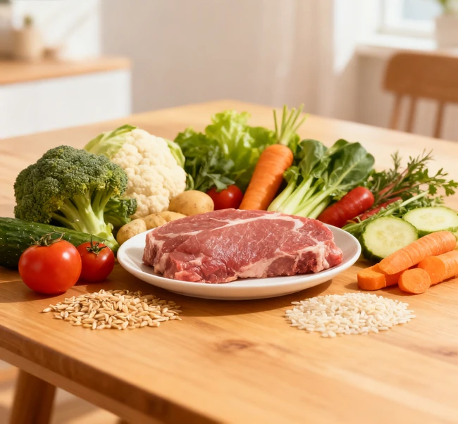 Comparison of wet canned cat food and dry kibble in two bowls