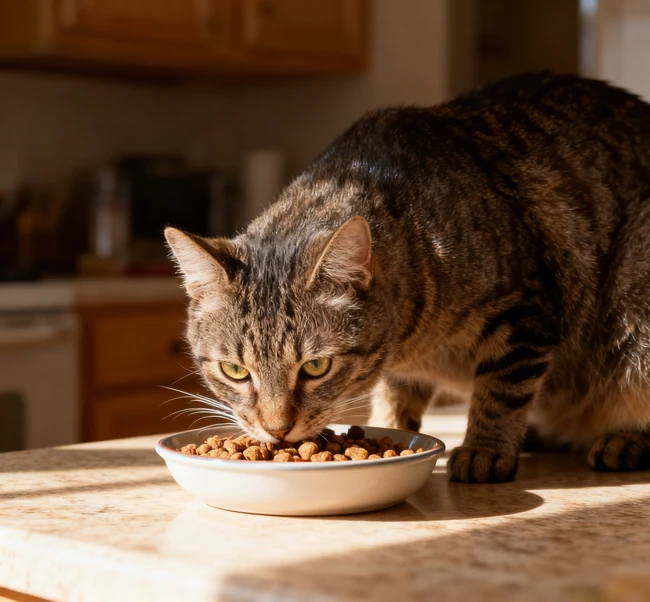 Vista de primer plano del kibble Blue Buffalo que muestra los bits oscuros de LifeSource