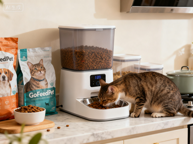 Una colección de diferentes alimentadores automáticos para mascotas que se están probando para su fiabilidad