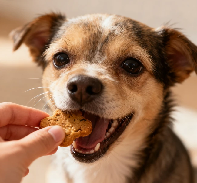A bowl of dog food being rehydrated with water