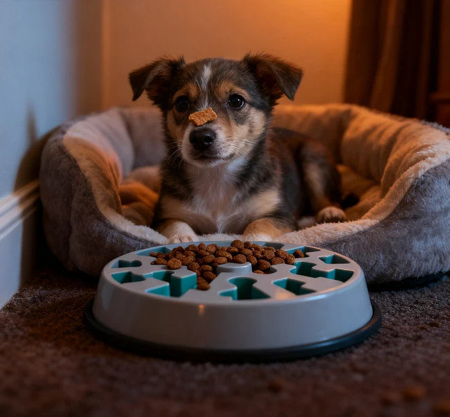Comparison of eating speed between a regular bowl and a slow feeder